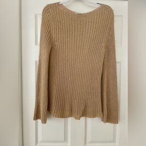 Banana Republic Y2K Tan Knit Sweater medium coastal preppy relax boho minimalist